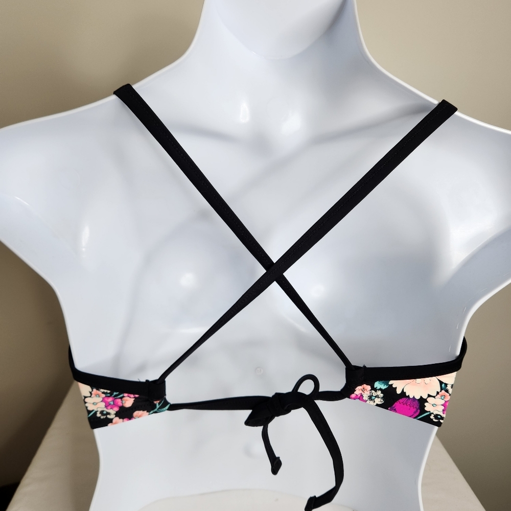 SOLD - Shade & Shore Multi-Color Floral Padded Beaded Edge Bikini Top 38DD - Picture 5 of 7